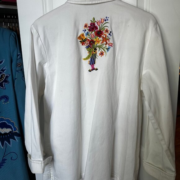 Bob Mackie Wearable Art "The Parade of Flowers" jacket in white, women's medium - Picture 3 of 5